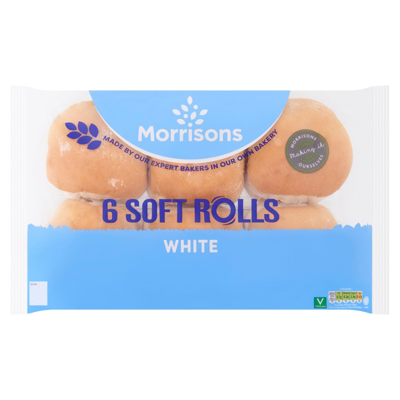 Morrisons Part Bake White Rolls 6pk