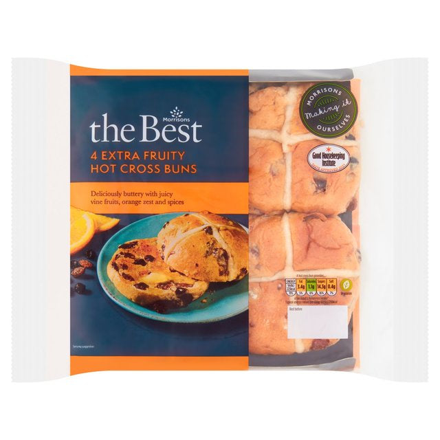 Morrisons Best Extra Fruity Hot Cross Bun 4pk