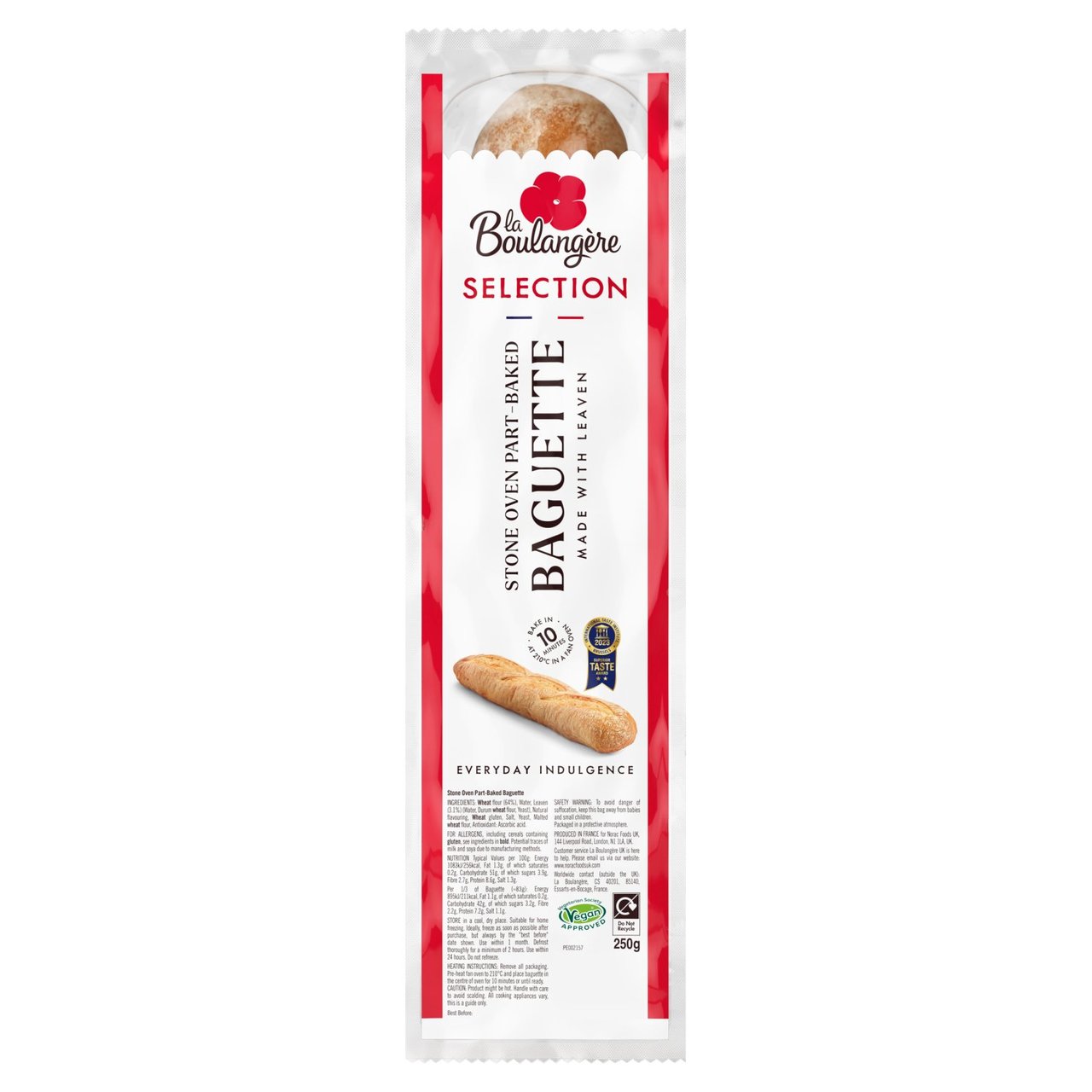 La Boulangere Plain Stonebaked Baguette 250g