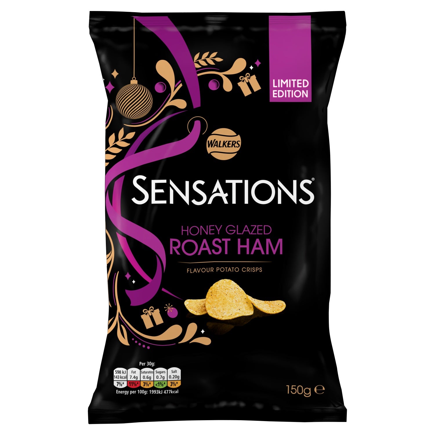 Walkers Sensations Honey Glazed Ham 150g