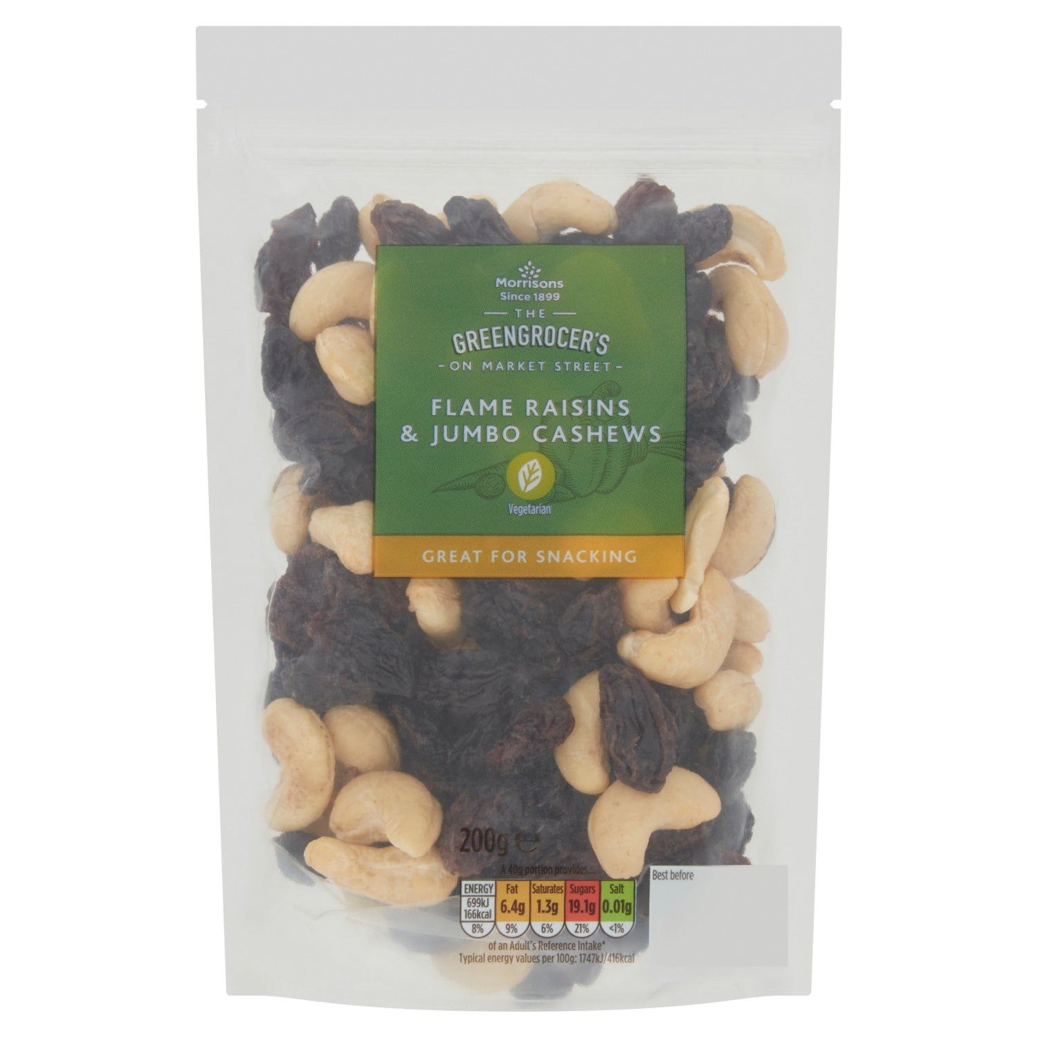 Morrisons Jumbo Cashews Flame Raisins 200G