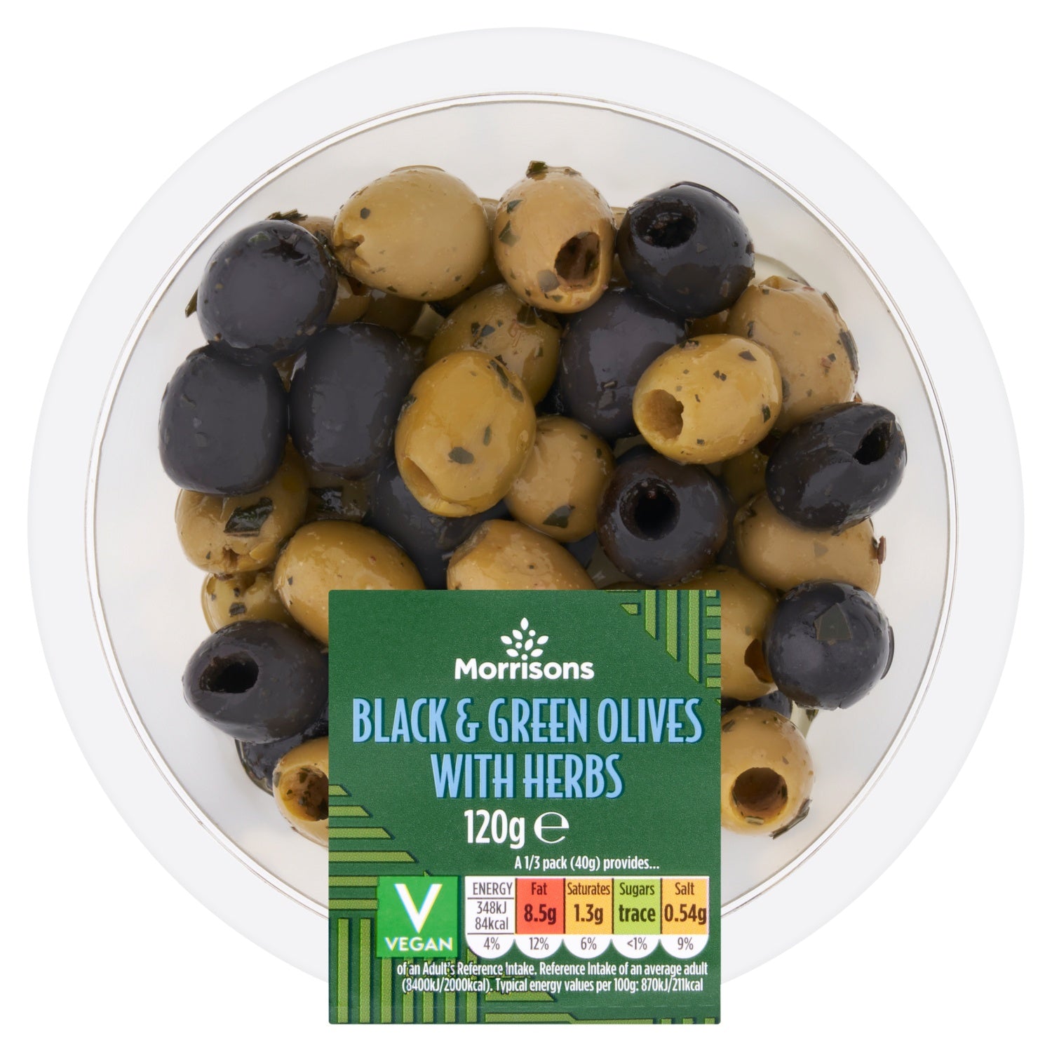 Morrisons Black & Green Olives With Herbs 120g