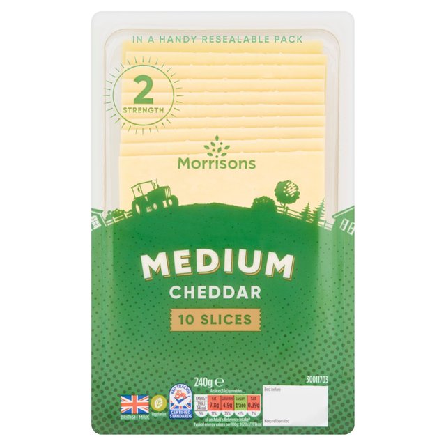 Morrisons Medium Cheddar Slices 240g