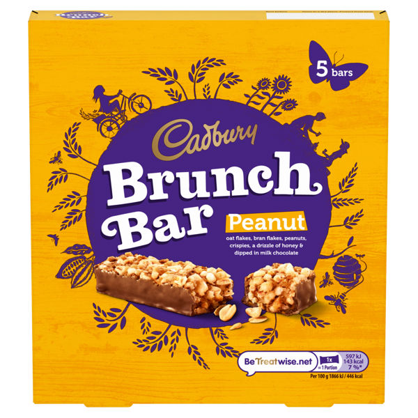 Cadbury 5 Brunch Bar Peanut 160g