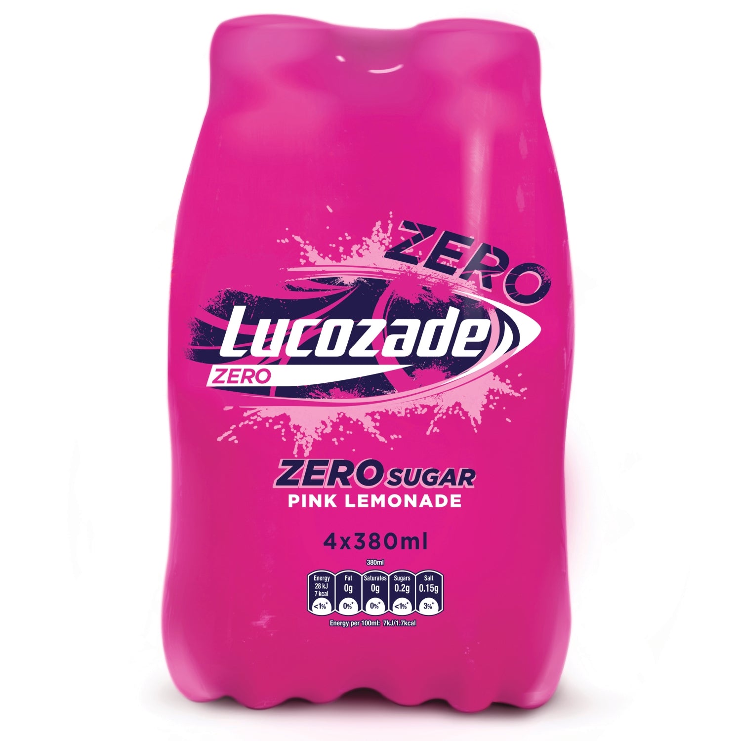 Lucozade Energy Zero Pink Lemonade 4x 380ml