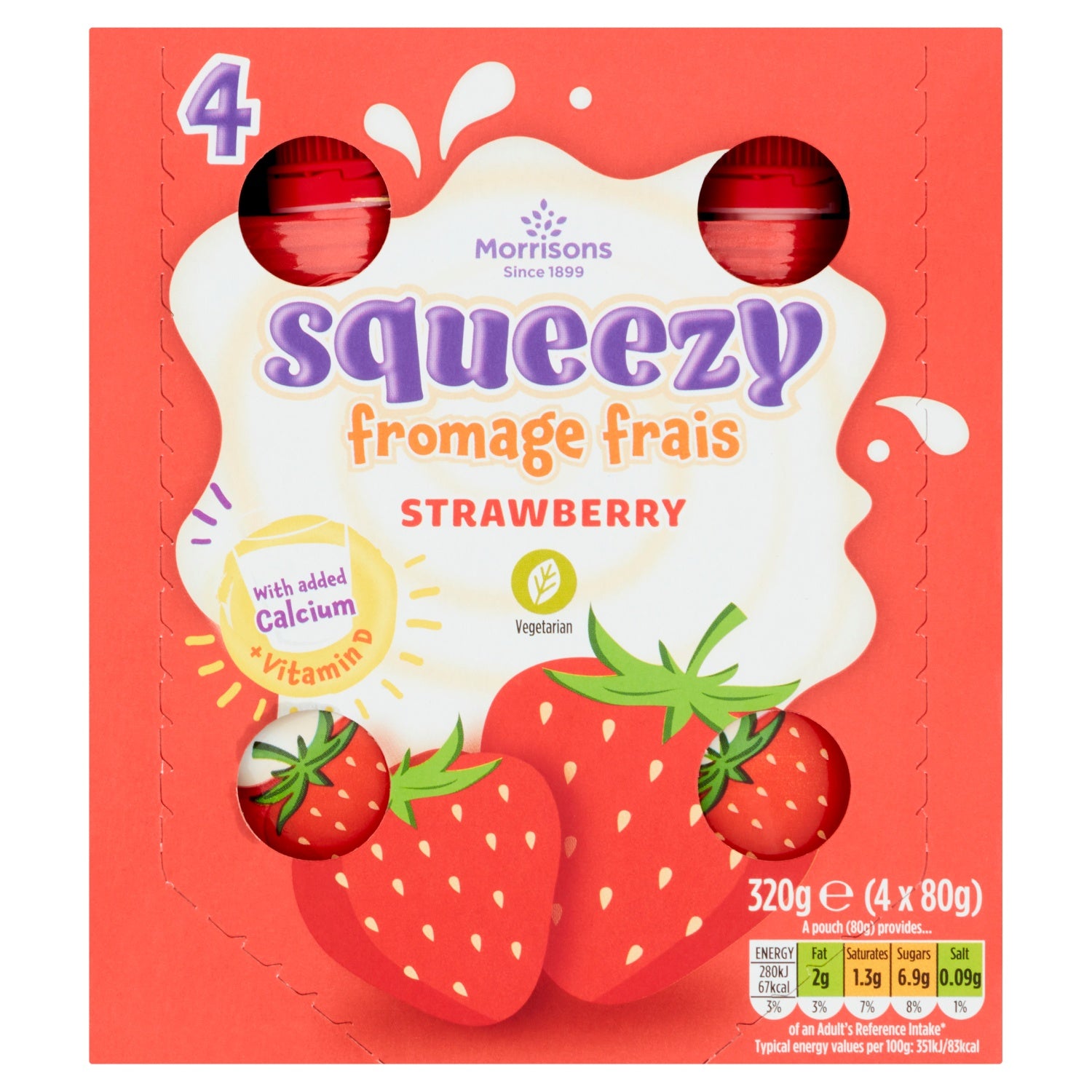 Morrisons Squeezy Strawberry Fromage Frais 4 x 80g