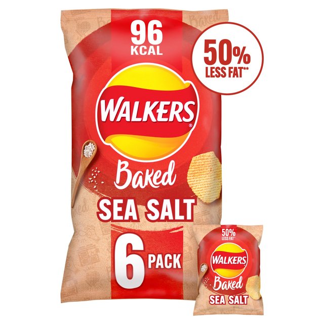 Walkers Oven Baked Sea Salt Crisps 6 x 22g