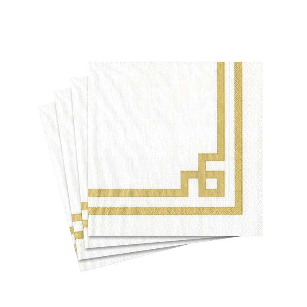 Caspari Cocktail Napkin Rive Gauche Gold/White