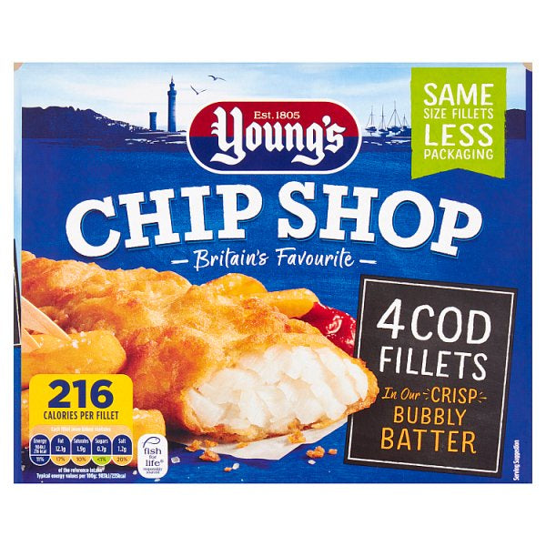 Youngs Chip Shop 4 Fish Fillets 400g