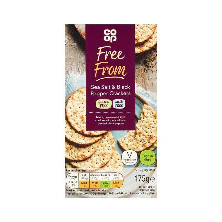 Co Op Gluten Free Sea Salt & Black Pepper Crackers 175g