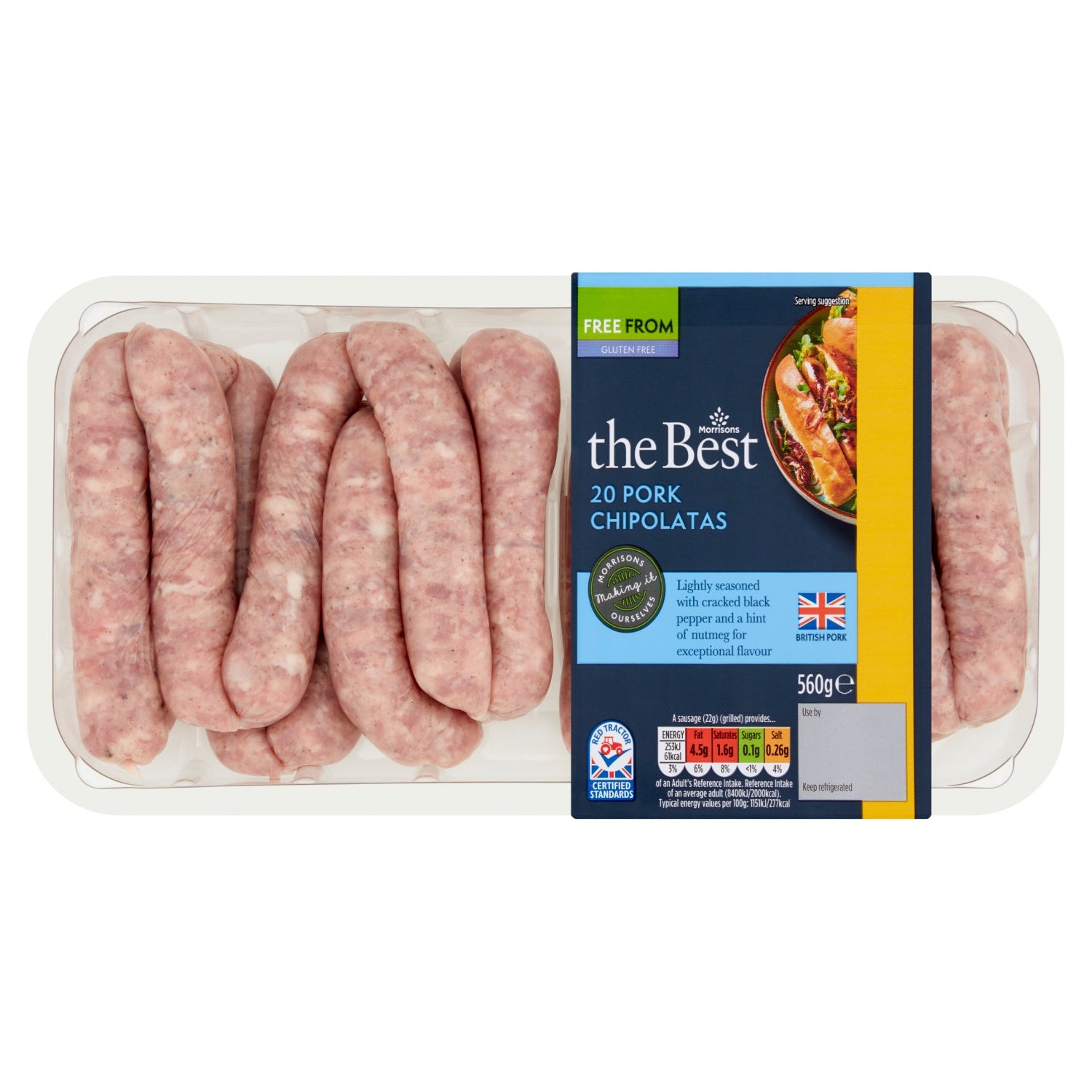 Morrisons The Best 20 Gluten Free Pork Chipolatas 560g