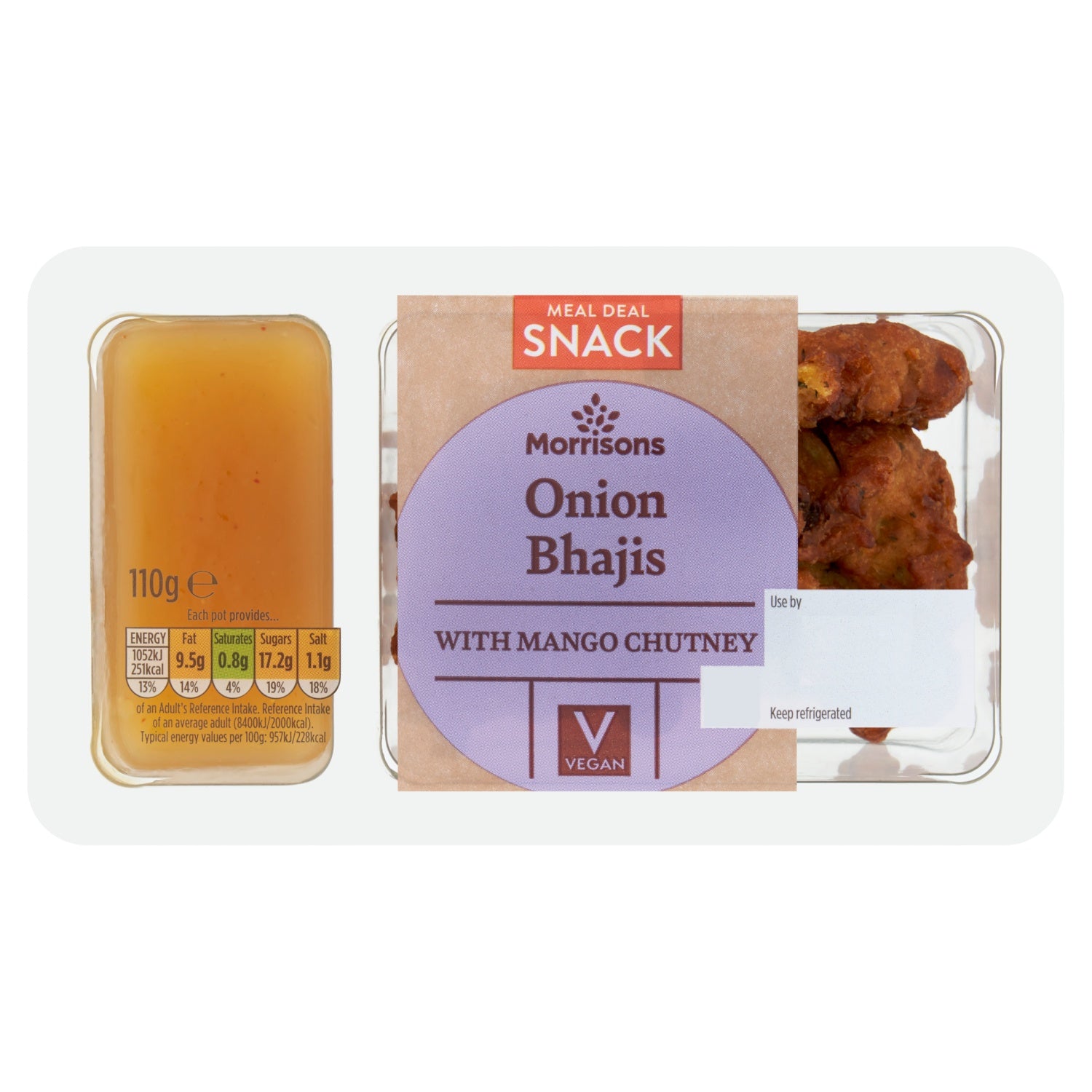 Morrisons Onion Bhaji Mango Chutney Snack Pot 110g