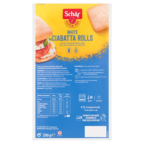 Schar Gluten Free Ciabatta Roll 4pk