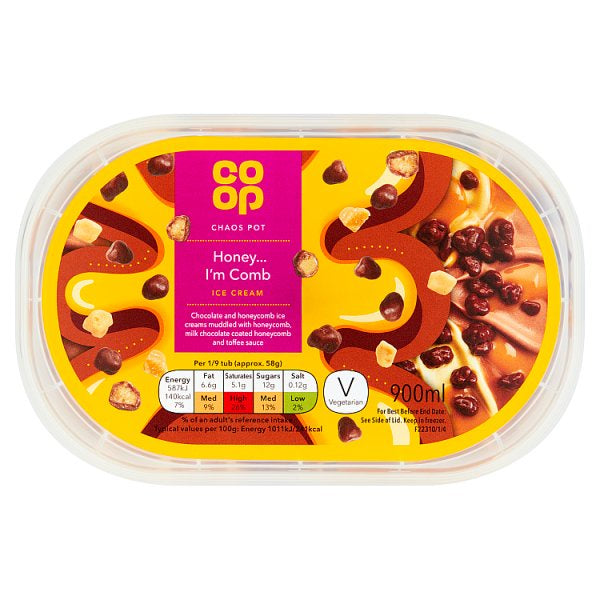 Co Op Honeycomb Chaos Pot Ice Cream 900ml