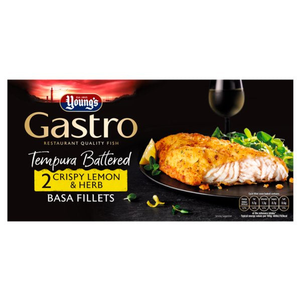 Youngs Gastro Tempura Battered 2 Lemon Herb Basa Fillets 310g