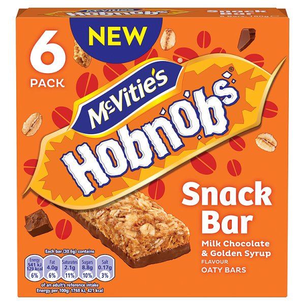 McVities Hobnob Snack Bar Golden Syrup 6pk