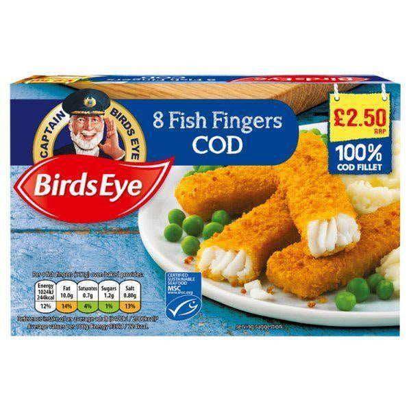 Birds Eye 8 Cod Fish Fingers  PM Â£2.50 224G