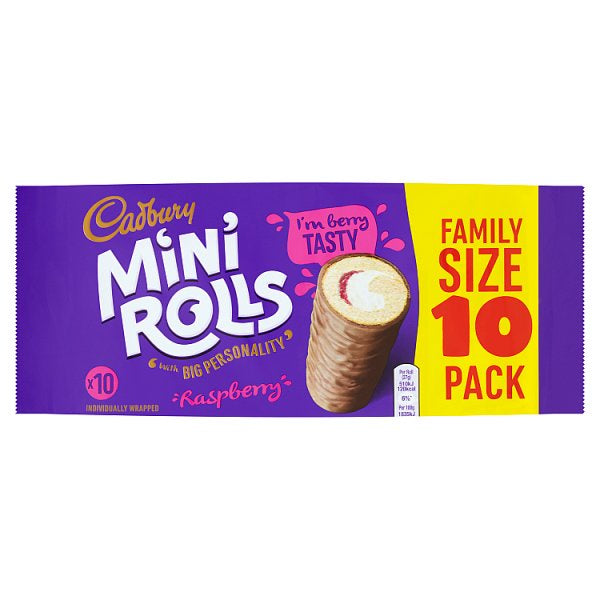 Cadbury Mini Rolls Raspberry Family Size 10pk