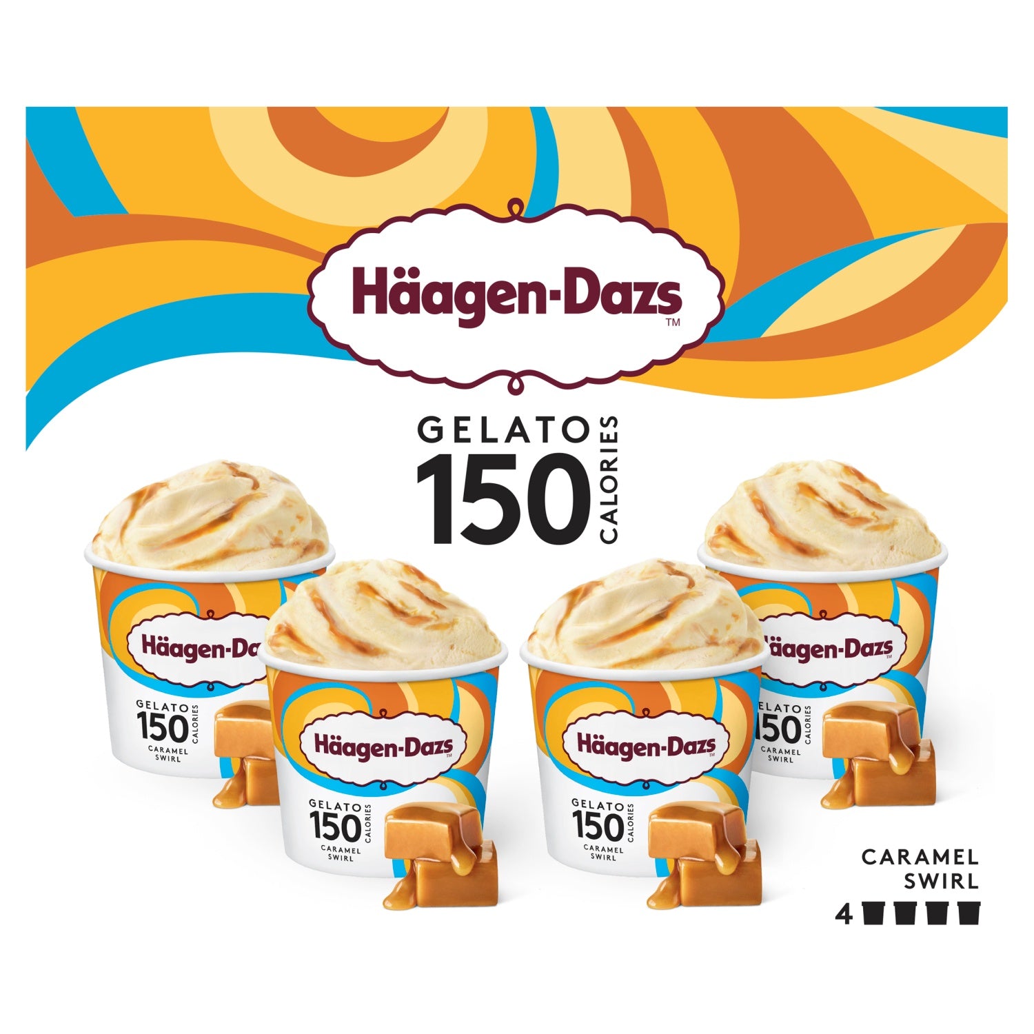 Haagen Dazs Caramel Swirl Gelato Minicup 4x95ml