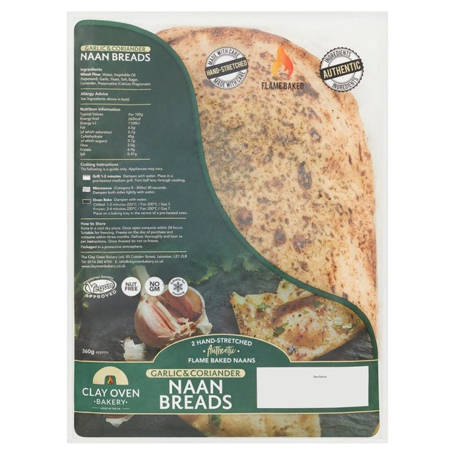 The Clay Oven Bakery Ltd Garlic  Coriander Naan Bread 2Pk