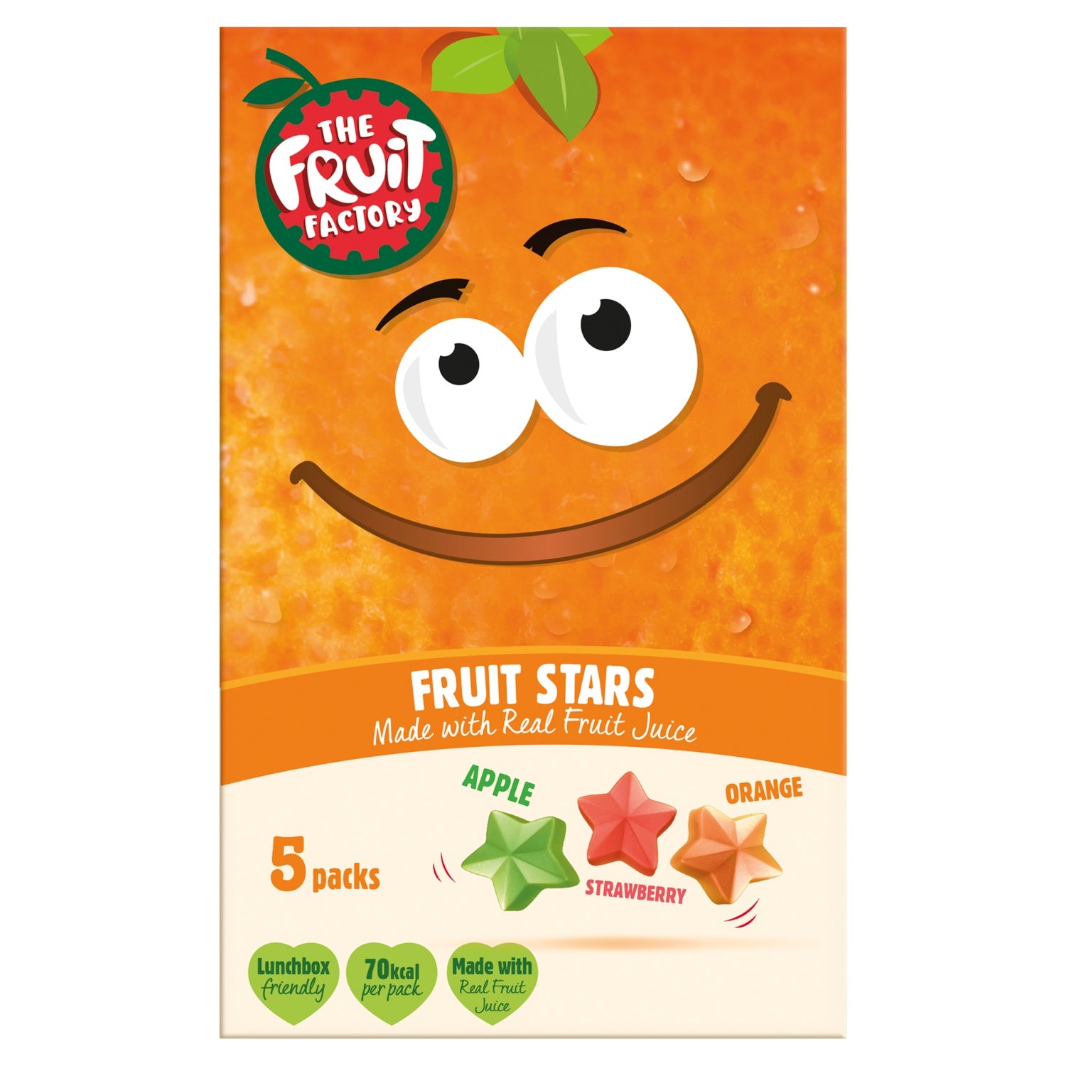 The Fruit Factory Strawberry Apple Orange Fruit Stars 5 x 20g