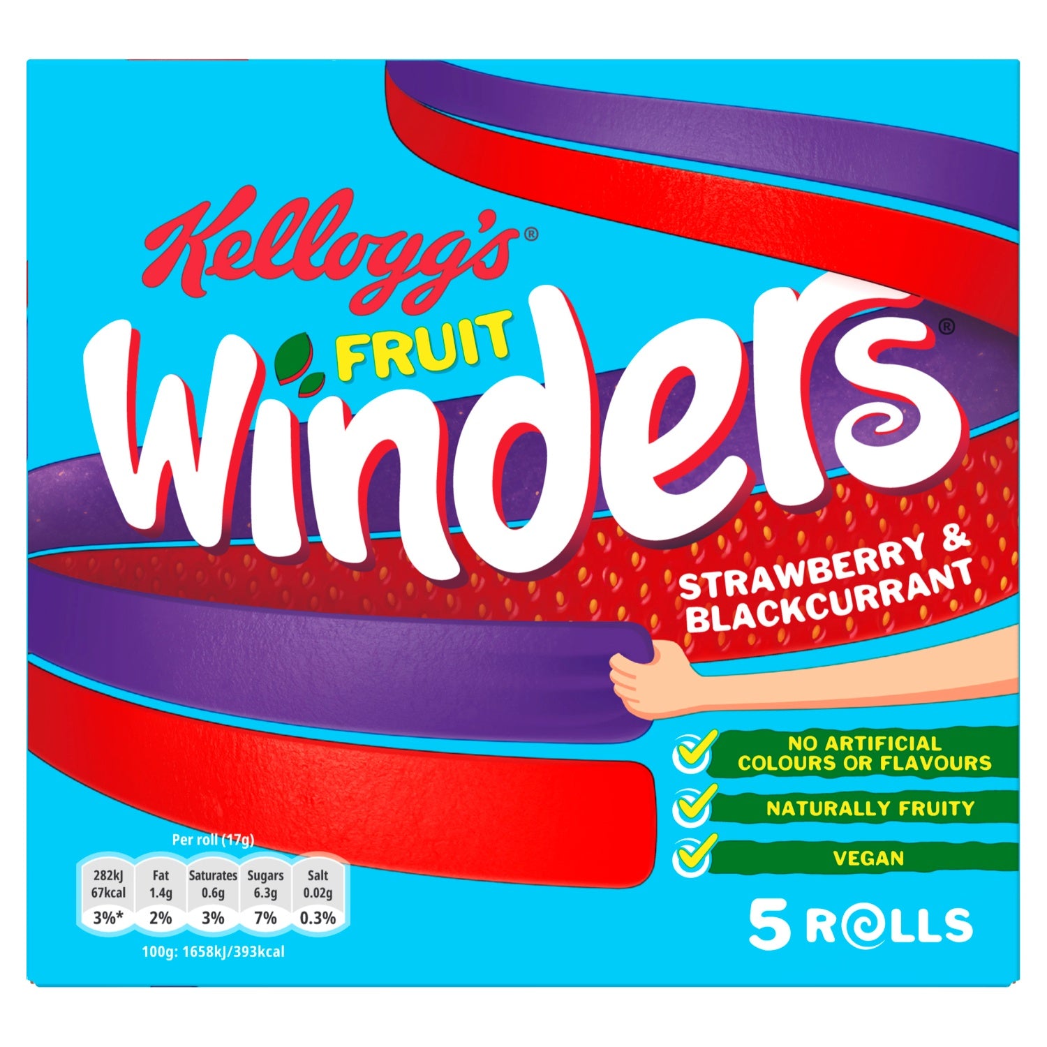 Kelloggs Fruit Winders Rolls Strawberry Blackcurrent 5 x 17g