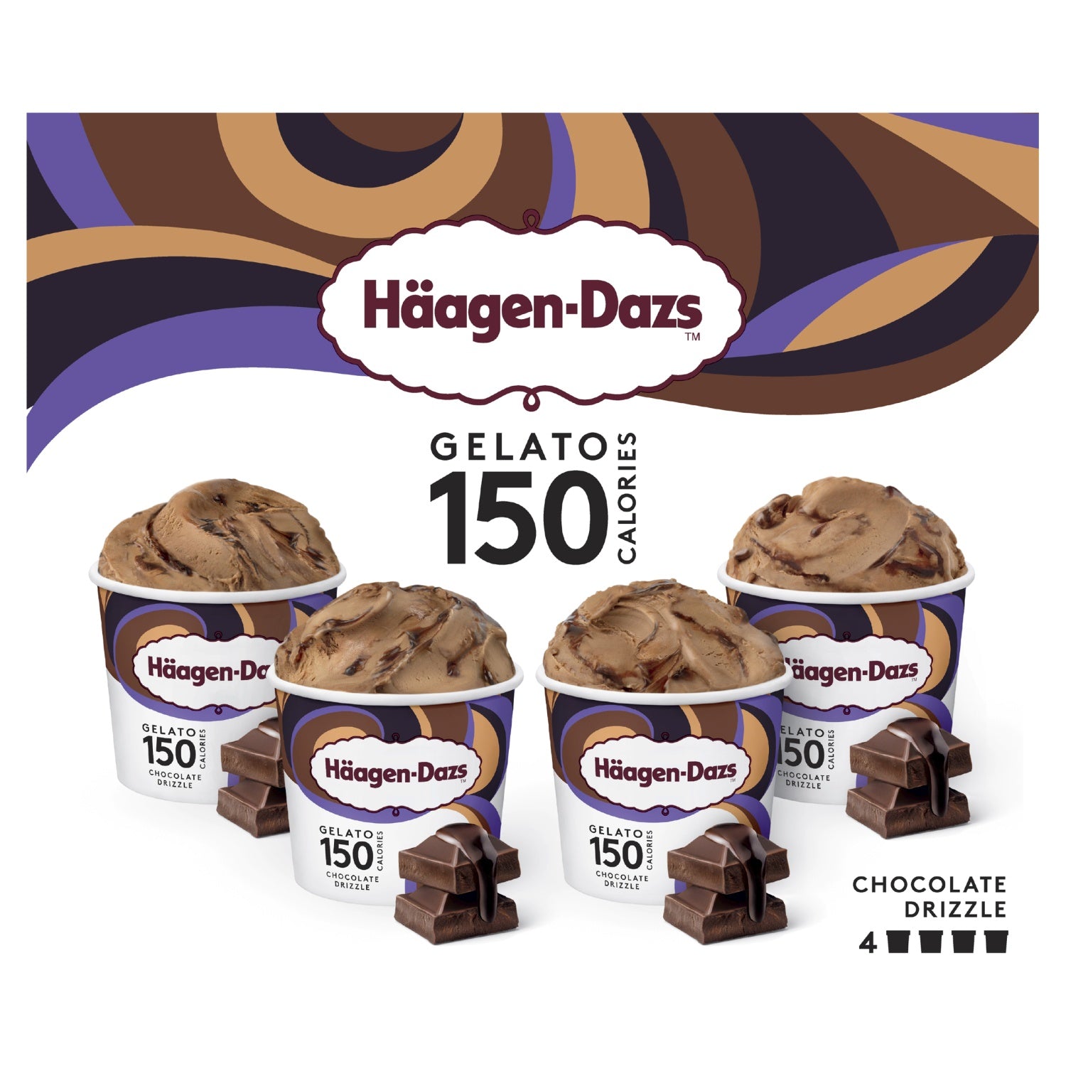 Haagen Dazs Choc Drizzle Gelato Minicup 4x95ml