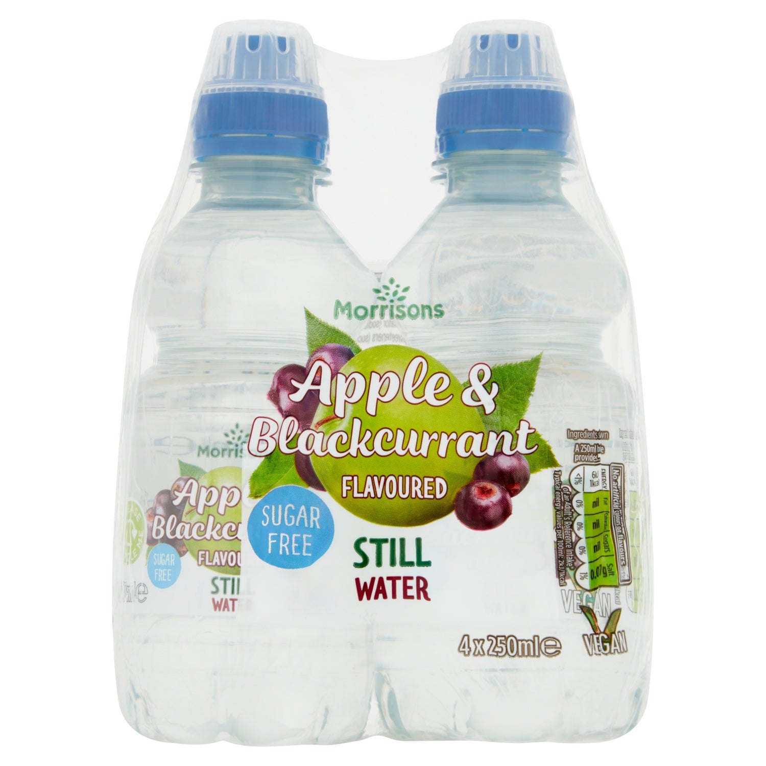 Morrisons No Added Sugar Apple & Blackcurrant Water 4 x 250ml