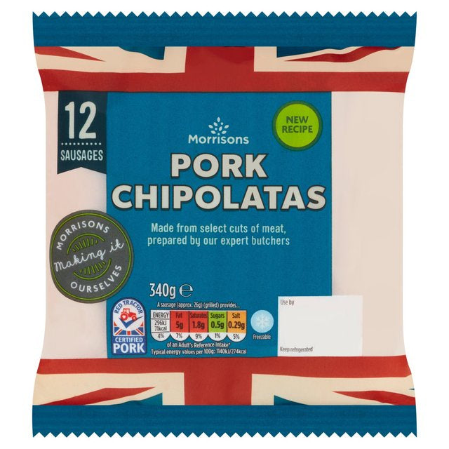 Morrisons 12 Butchers Style Pork Chipolatas 340g