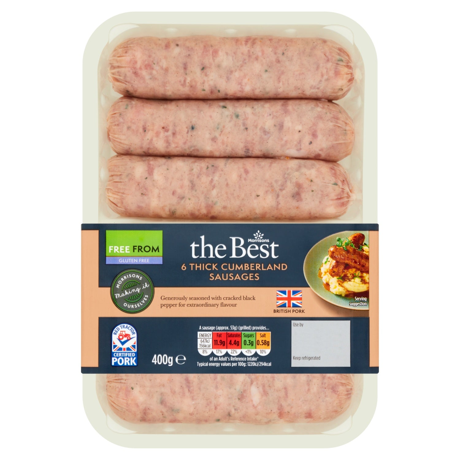 Morrisons The Best 6 Cumberland Thick Sausages 400g