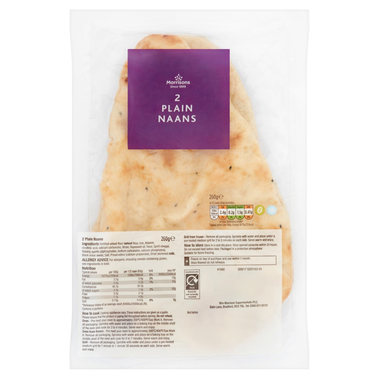 M Naan Plain 2pk