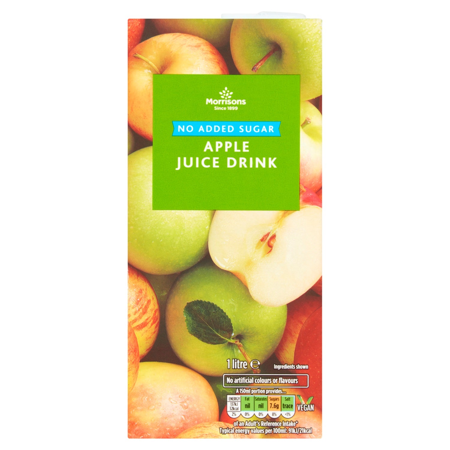 Morrisons No Added Sugar Apple Juice Drink 1L