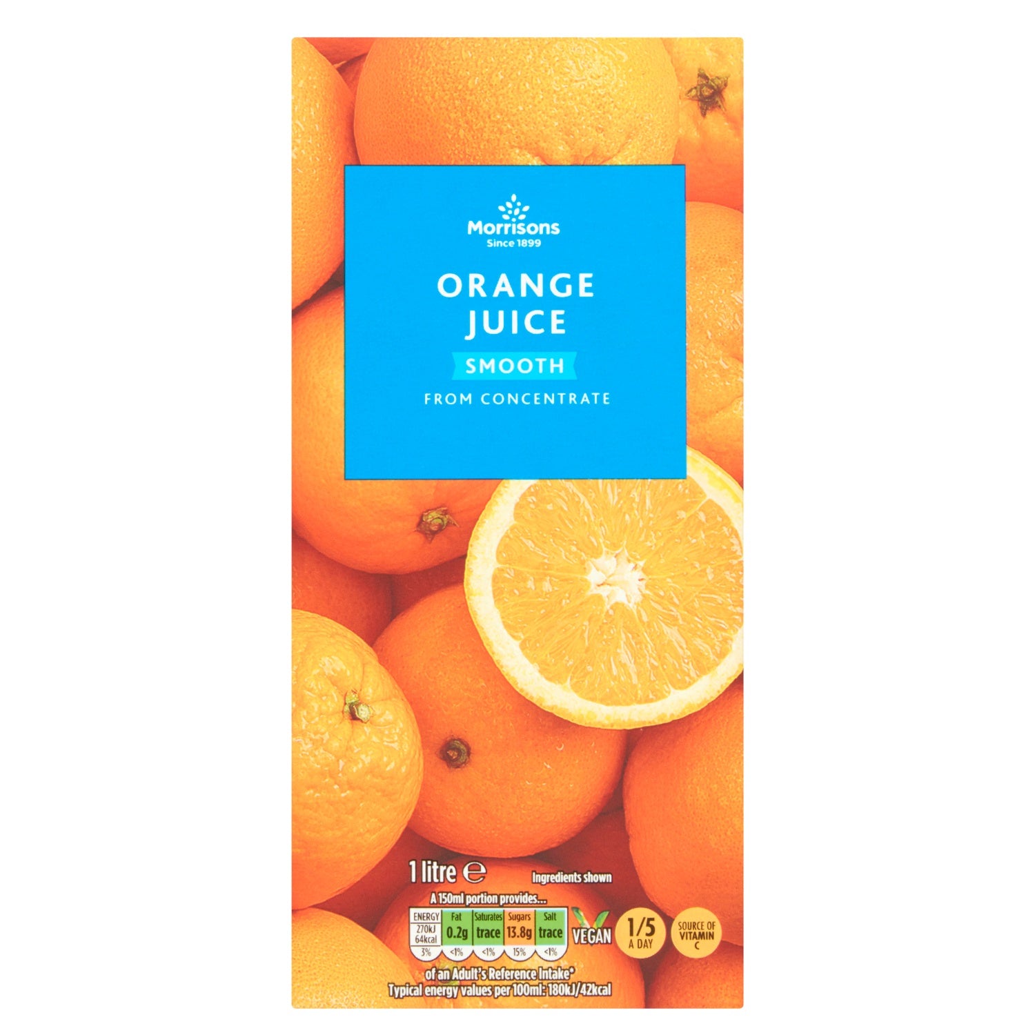 Morrisons Smooth Orange Juice From Concentrate 4 x 1L