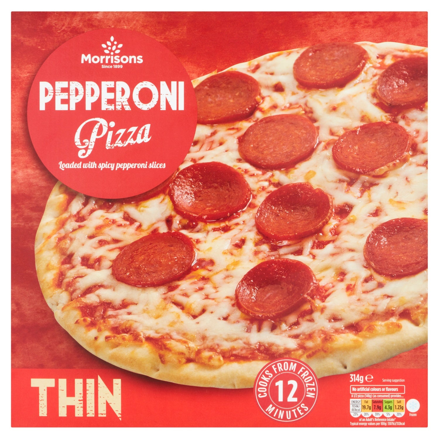 Morrisons Thin Pepperoni Pizza 314g