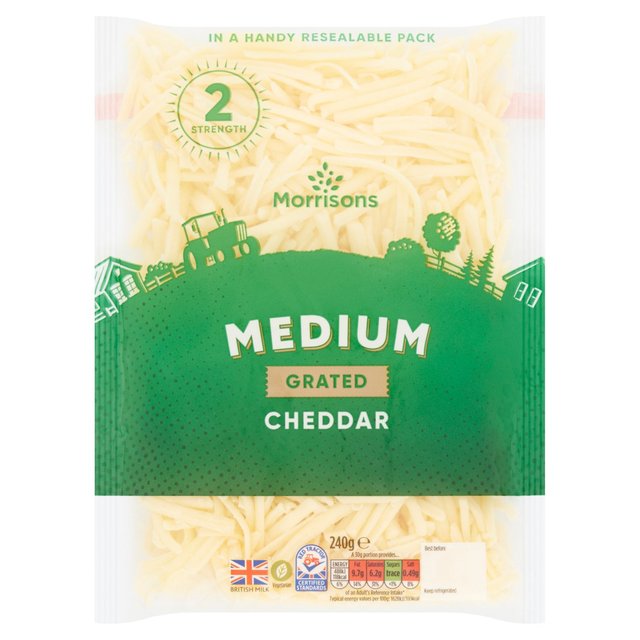 Morrisons Grated Medium White Cheddar 240g