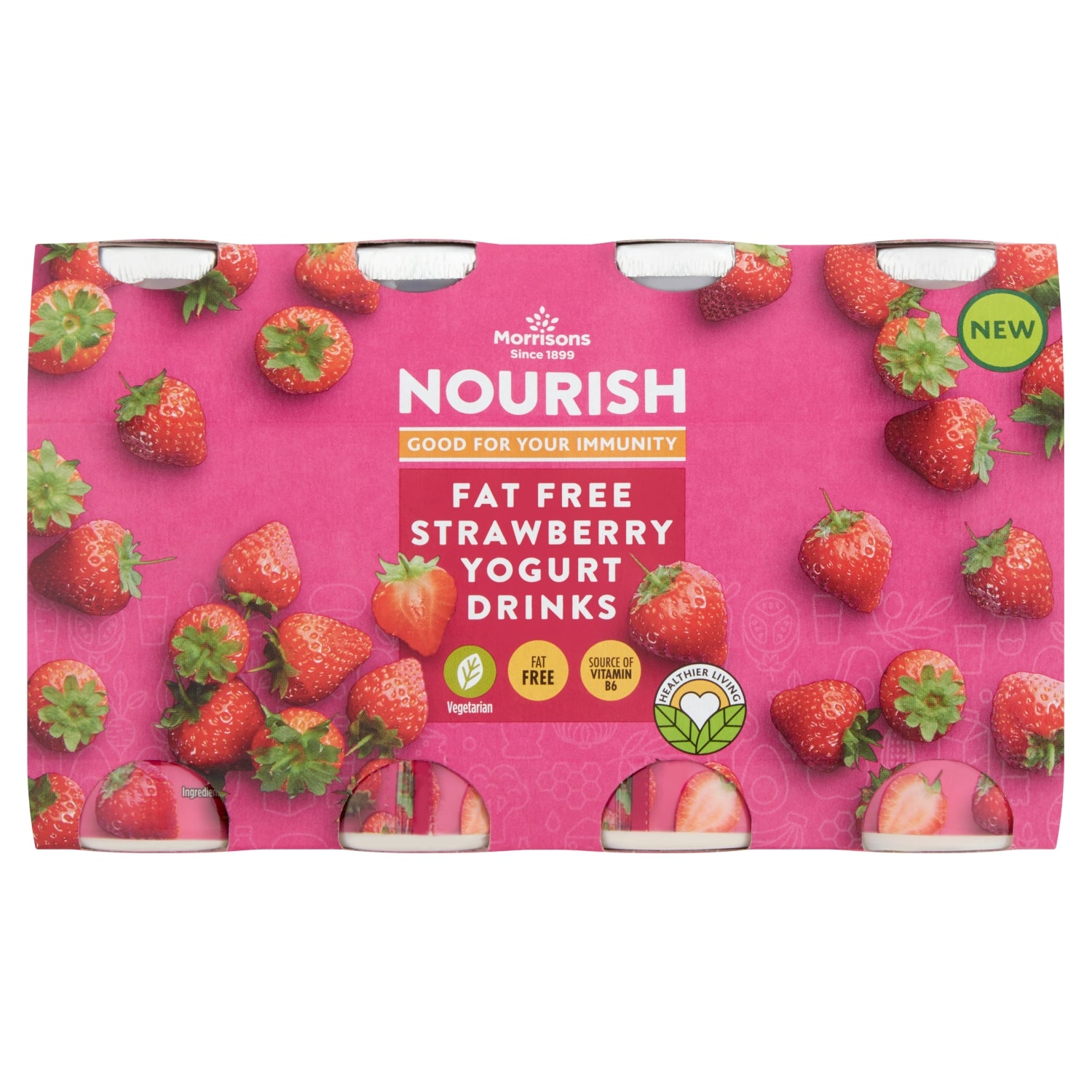 Morrisons Nourish  Zero Fat Strawberry Yogurt Drink 8 x 100g