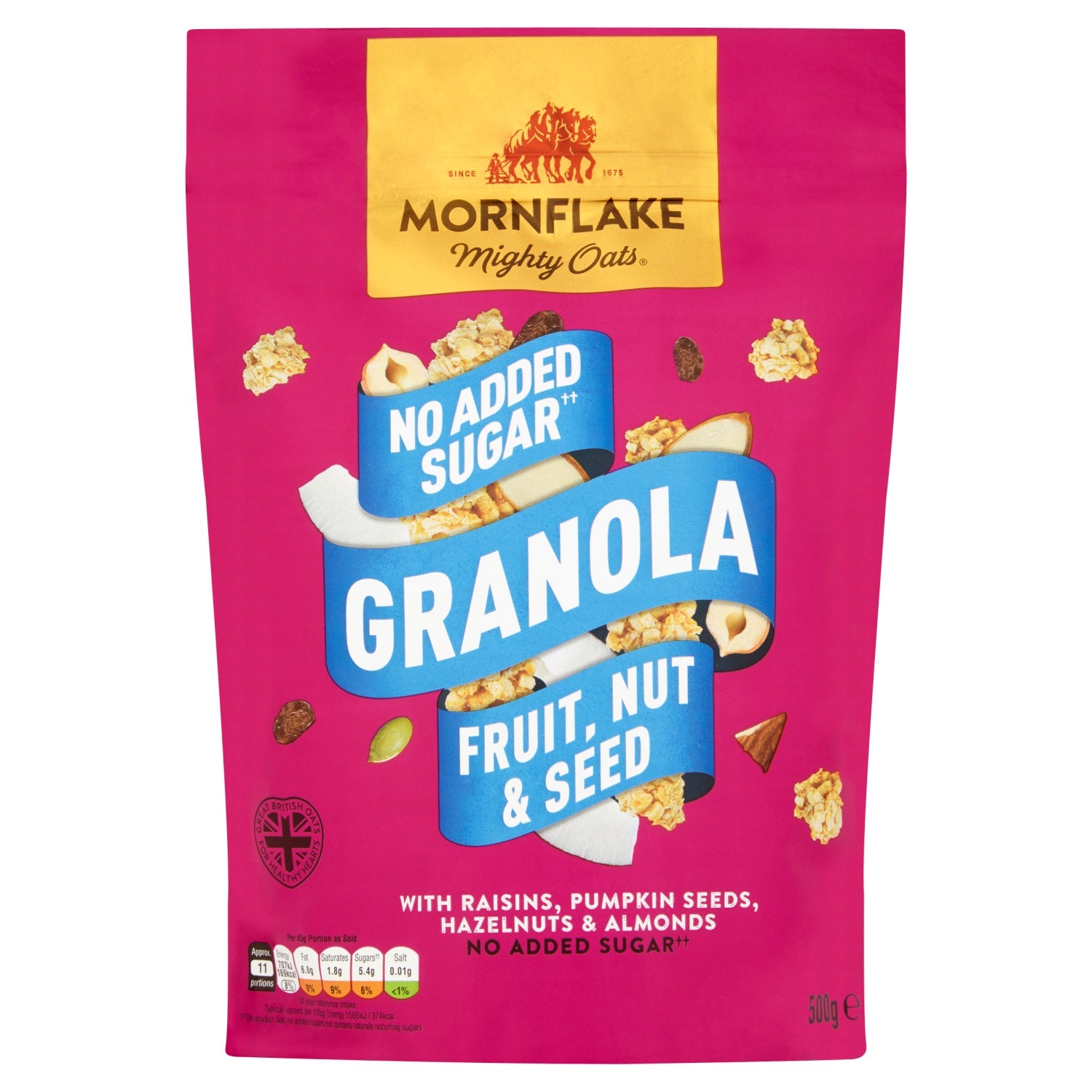 Mornflake Fruit Nut Seed No Added Sugar Granola 500G