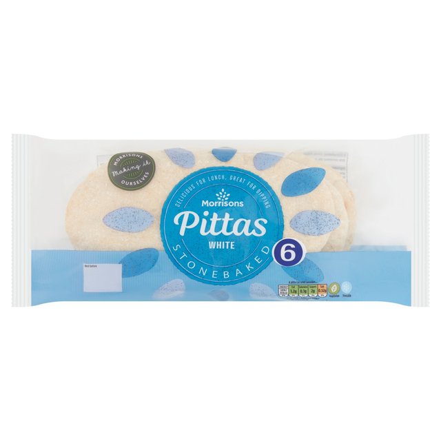 Morrisons 6 Stonebaked White Pittas