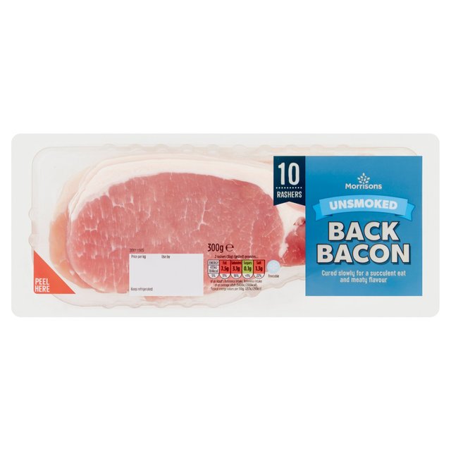 Morrisons Unsmoked Rindless Back Bacon 10pk 300g