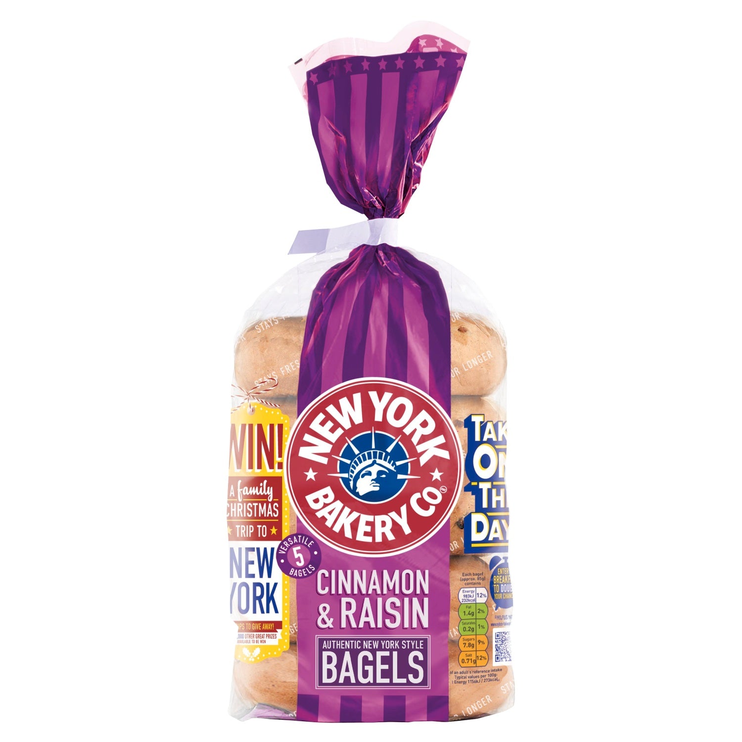 New York Bakery Co 5 Cinnamon Raisin Bagels